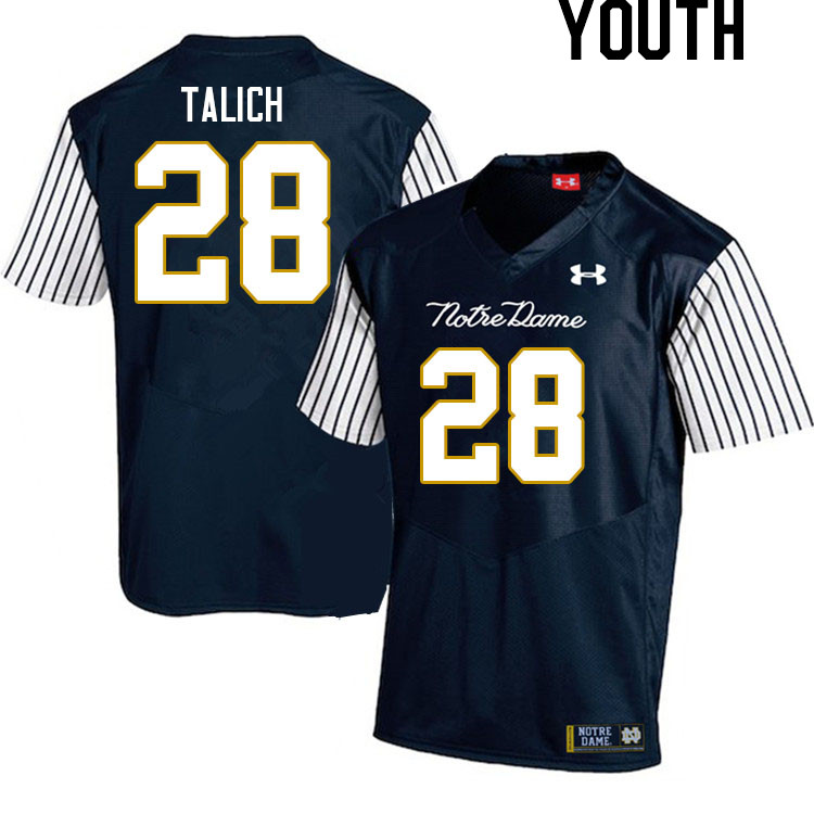 Youth #28 Luke Talich Notre Dame Fighting Irish College Football Jerseys Stitched Sale-Alternate